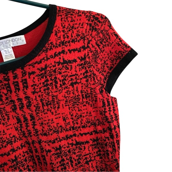 Maggy London Sweater Dress Fit And Flare Cap Sleeve Small Red Preppy Mod Grunge - Picture 3 of 6